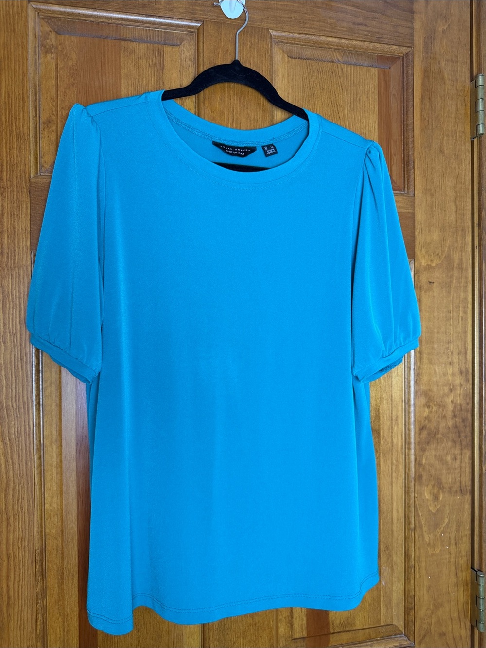 Teal Short-Sleeve Blouse Women's L Susan Graver Every Day